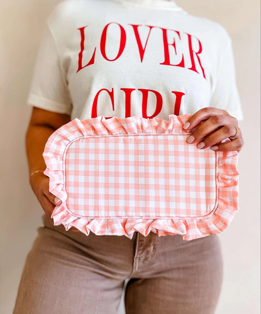Gingham Ruffle Pouch