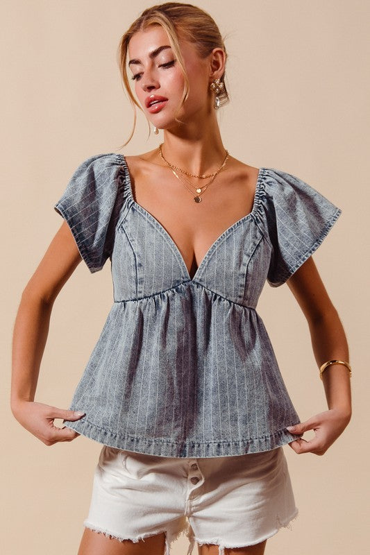 Stripedid Denim Tank