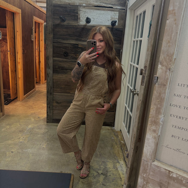 Leopard Denim Overalls