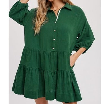 Winnie Ruffle Shirt Dress