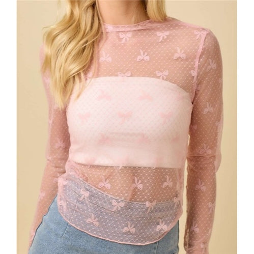 Ribbon Bow Lace Top