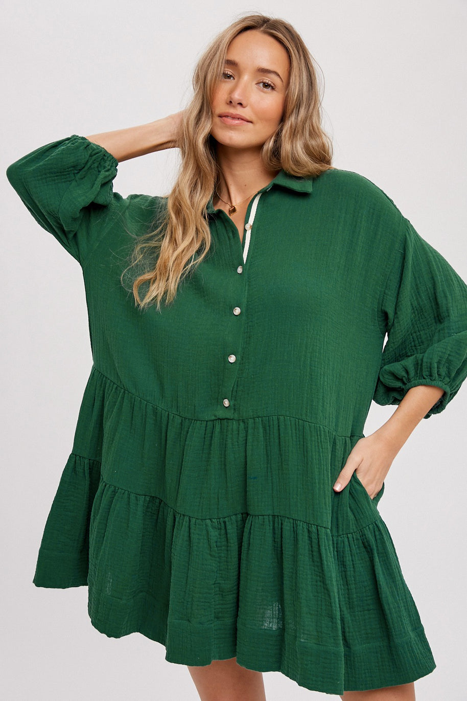 Winnie Ruffle Shirt Dress