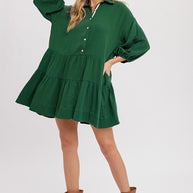 Winnie Ruffle Shirt Dress
