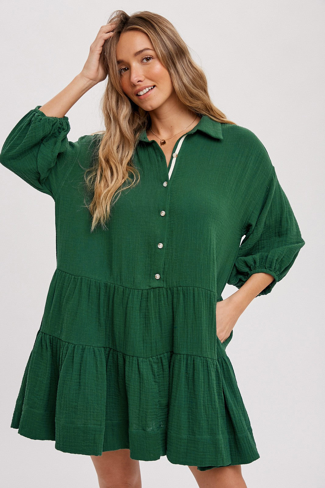 Winnie Ruffle Shirt Dress
