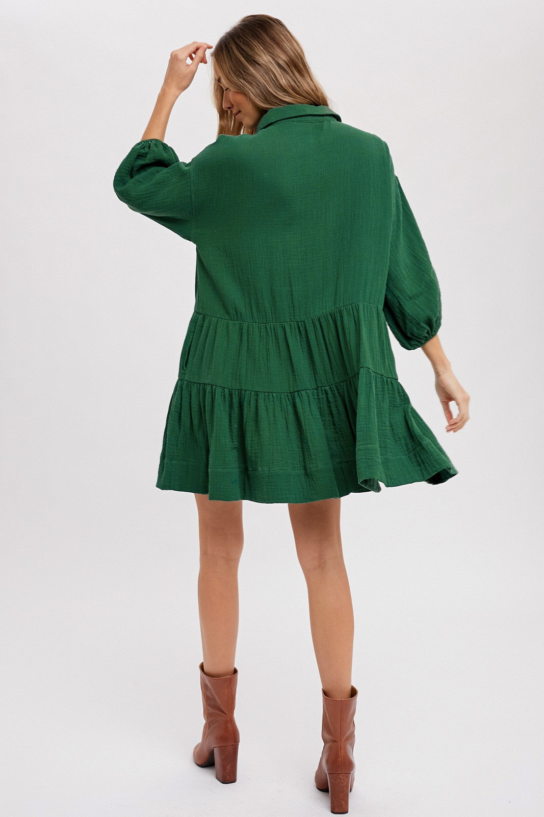Winnie Ruffle Shirt Dress