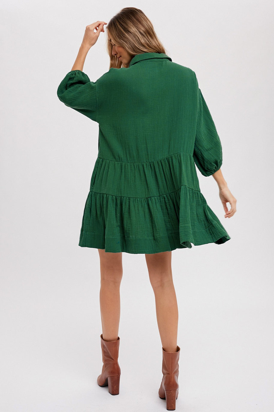 Winnie Ruffle Shirt Dress