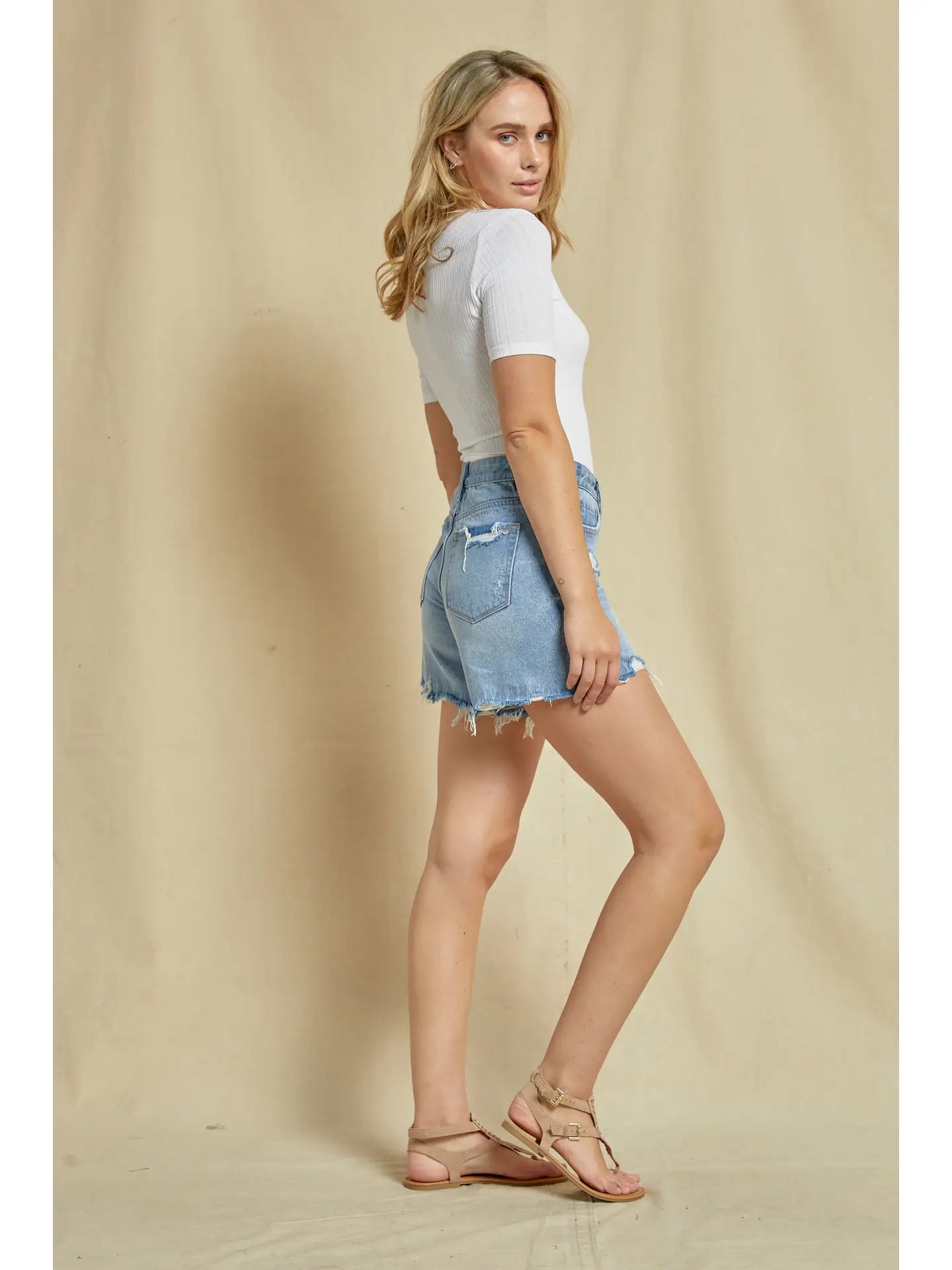 Wavelet Denim Shorts