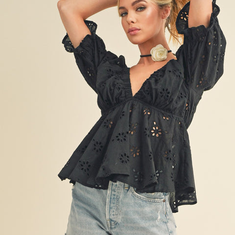 The Macey Eyelet Blouse