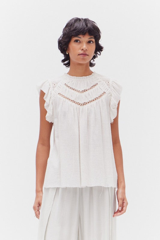 Lace Mixed Gauze Top