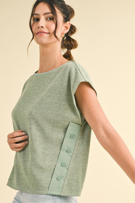 Button Cut Sweater Top