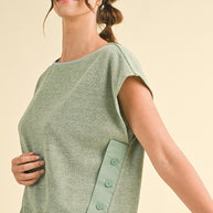 Button Cut Sweater Top