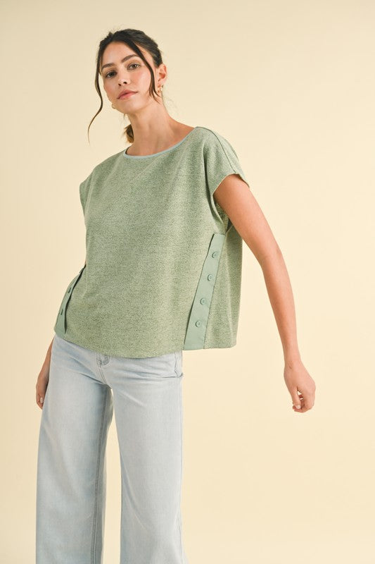 Button Cut Sweater Top