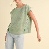 Button Cut Sweater Top