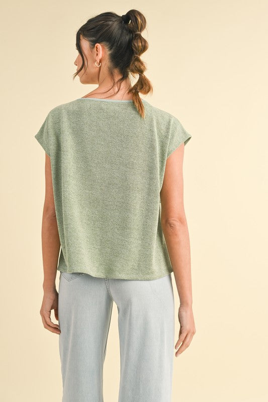 Button Cut Sweater Top
