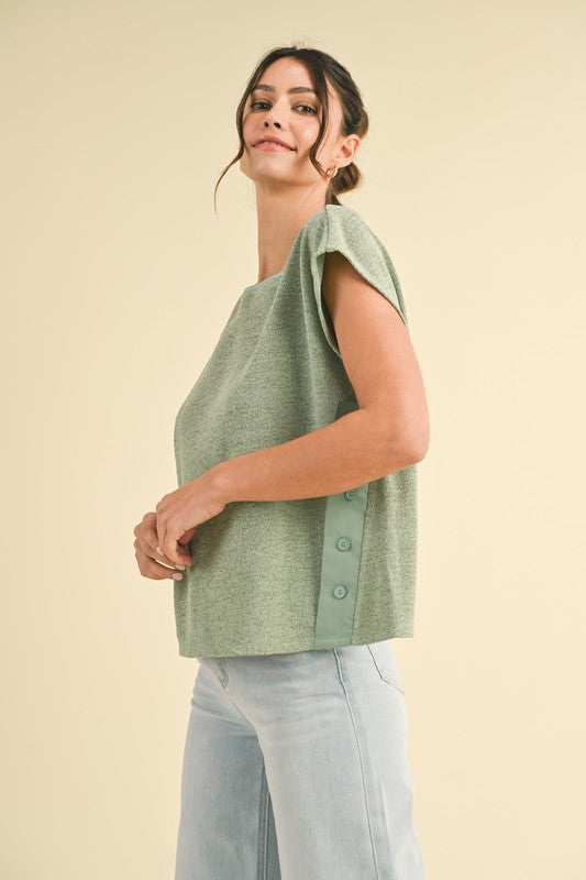 Button Cut Sweater Top