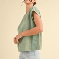 Button Cut Sweater Top