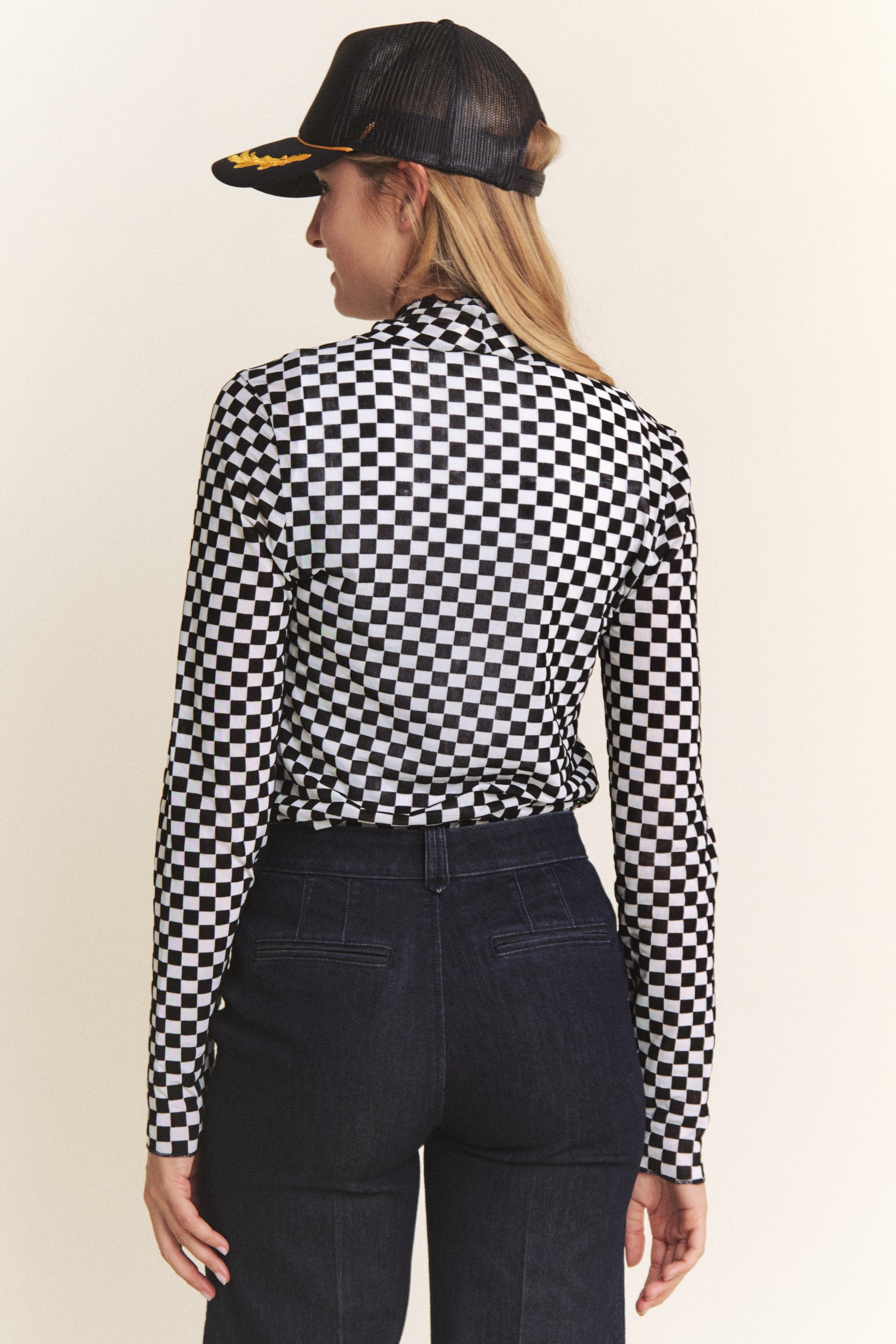 The Checkshire  Mesh Top