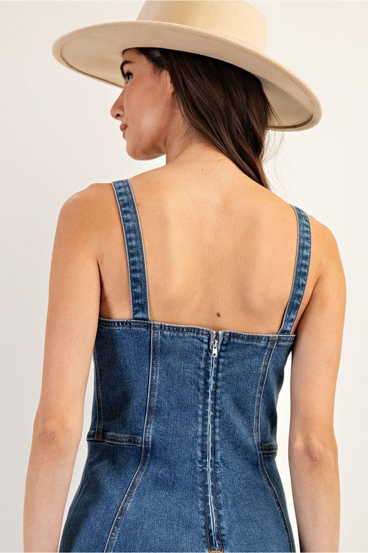 Denim Flare Midi Dress