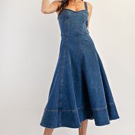 Denim Flare Midi Dress