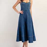 Denim Flare Midi Dress