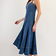 Denim Flare Midi Dress