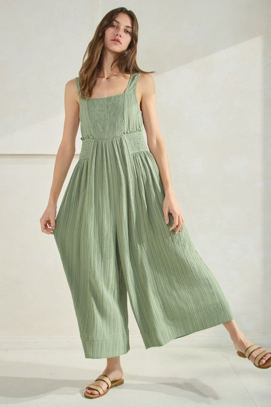 Krinkle Wide Leg Jumpsuit