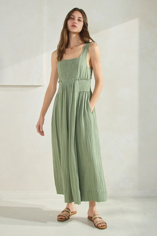 Krinkle Wide Leg Jumpsuit