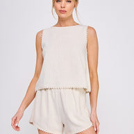 Slip Stitch Linen Top