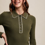 Contrast Stitch Knit Top