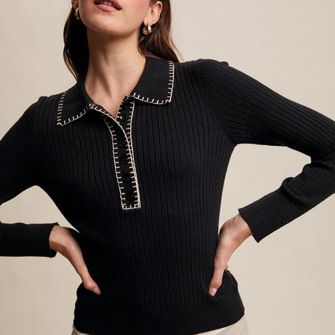 Contrast Stitch Knit Top