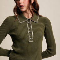 Contrast Stitch Knit Top