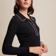 Contrast Stitch Knit Top