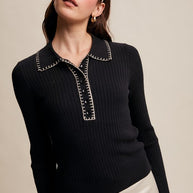 Contrast Stitch Knit Top