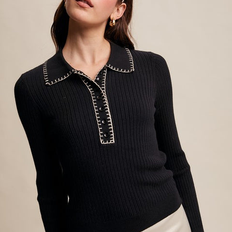 Contrast Stitch Knit Top