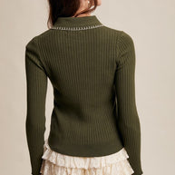 Contrast Stitch Knit Top