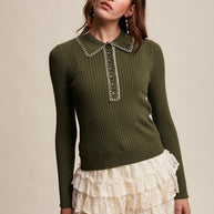 Contrast Stitch Knit Top