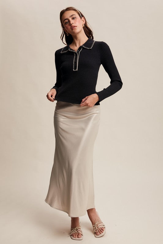 Contrast Stitch Knit Top