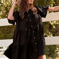 Pearl Tiered Dress- Black