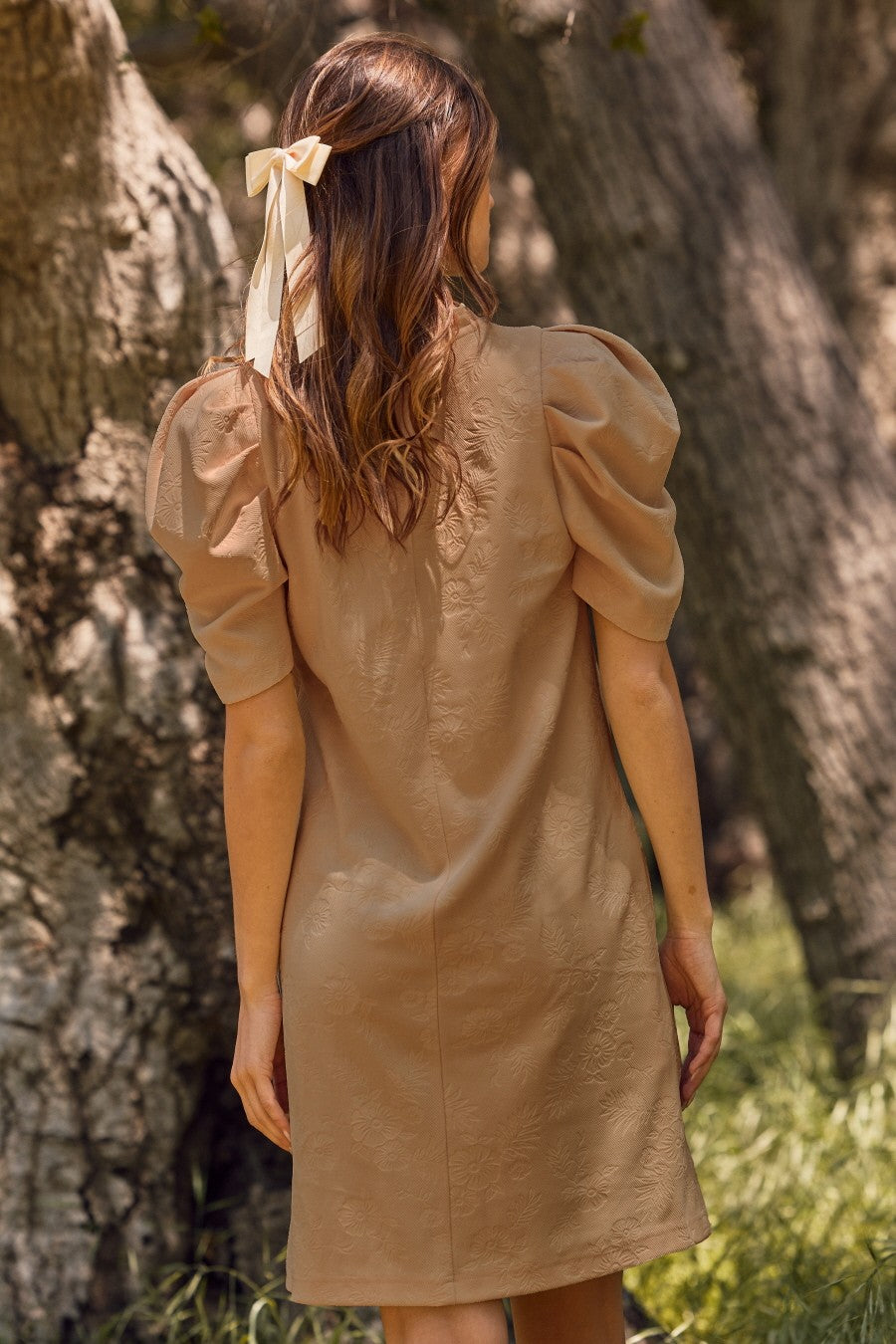 Curvy Jacquard Dress- Taupe