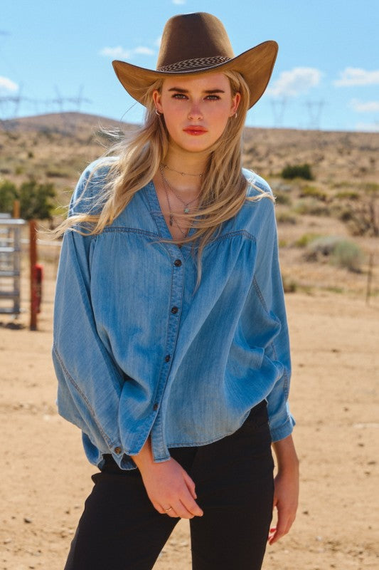 Marla V-neck Button Down