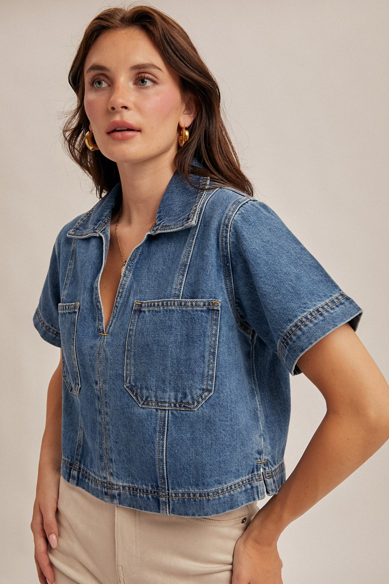 The Delphie Denim Blouse