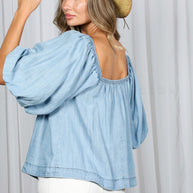 Bubble Bliss Denim Blouse