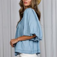 Bubble Bliss Denim Blouse