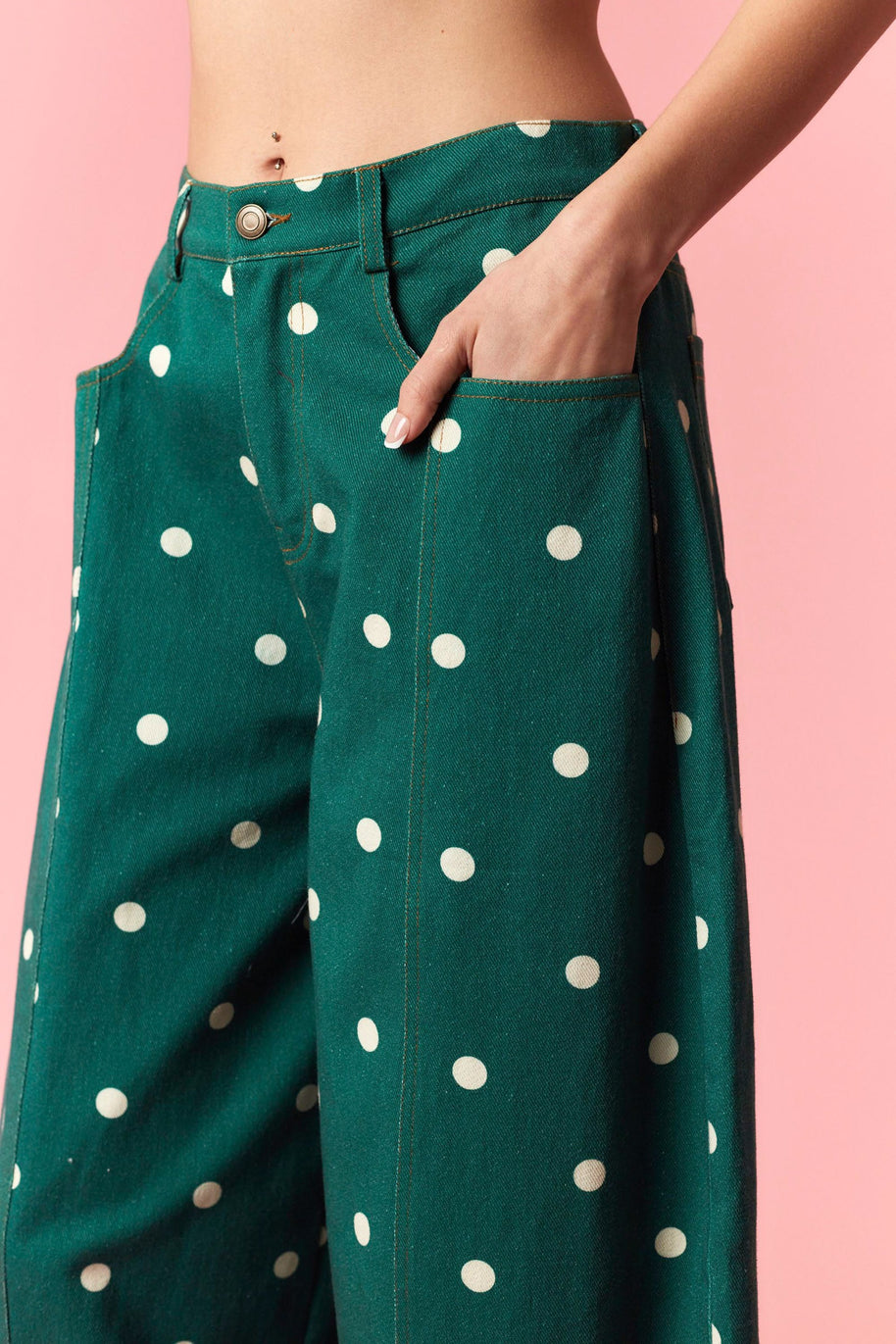 Green Pox Barrel Pants