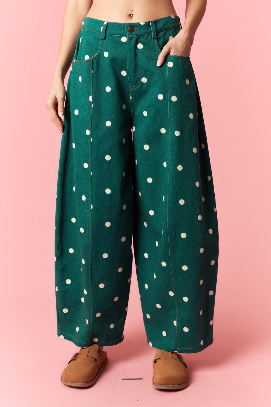Green Pox Barrel Pants