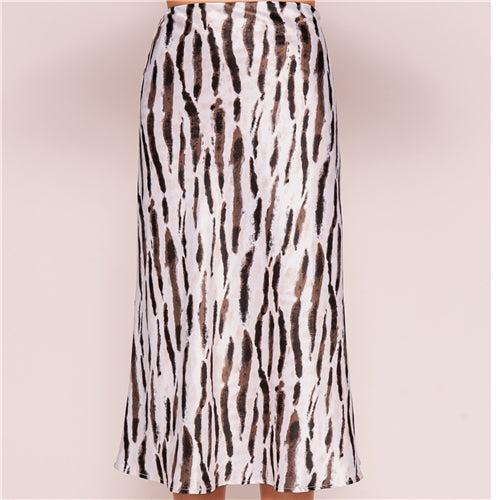 Zebra Satin A-Line Skirt