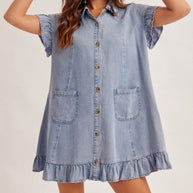 Reese Ruffle Shirt Dress