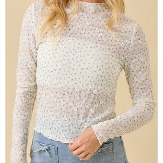 Embossed Flower Knit Top