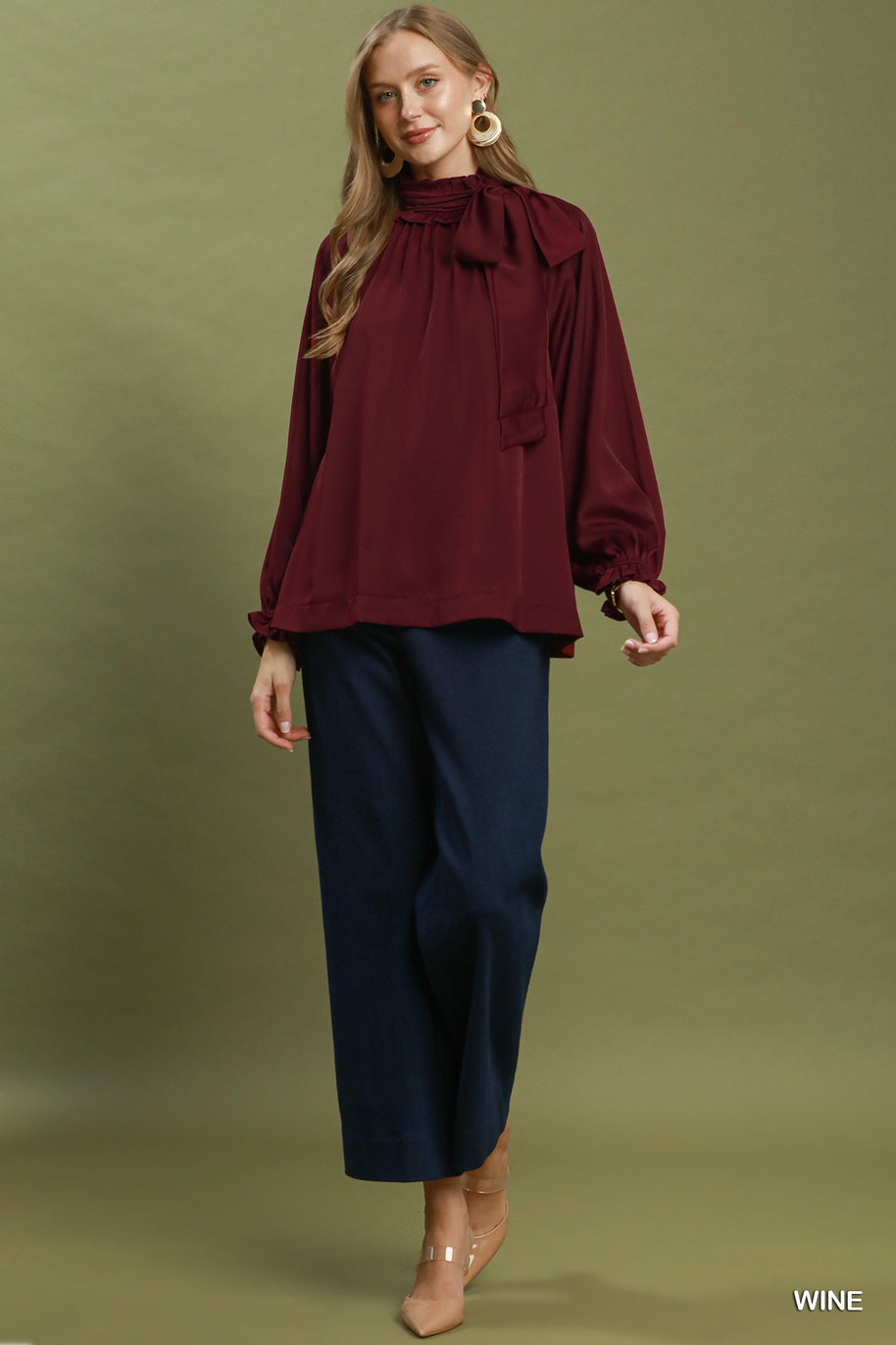 Etta Tie Neck Ruffle Blouse