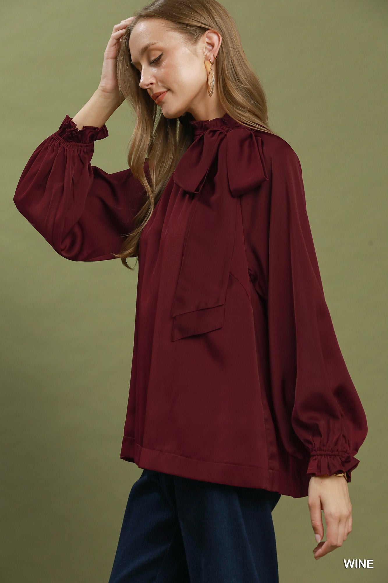 Etta Tie Neck Ruffle Blouse